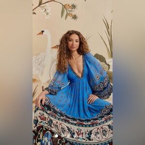 FARM Rio Vibrant Blue and Black Maxi Dress